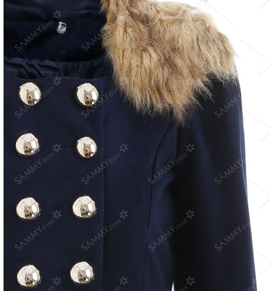 Blue Waisted Slimming Coat - Picture 5 of 5